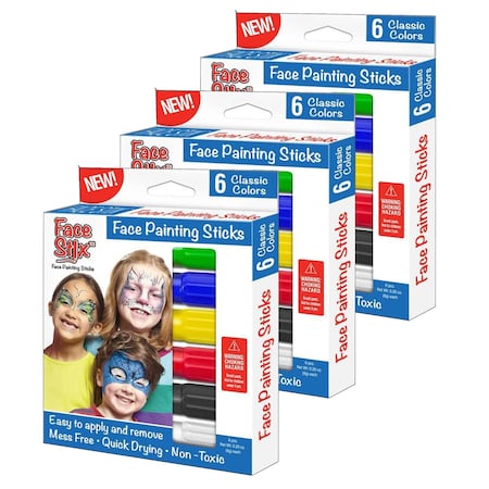 Face Stix Face Painting Sticks, 6 Colors, PK18 633